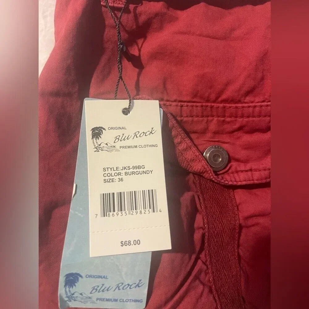 Brand new burgundy cargo shorts size‎ 36 with belt